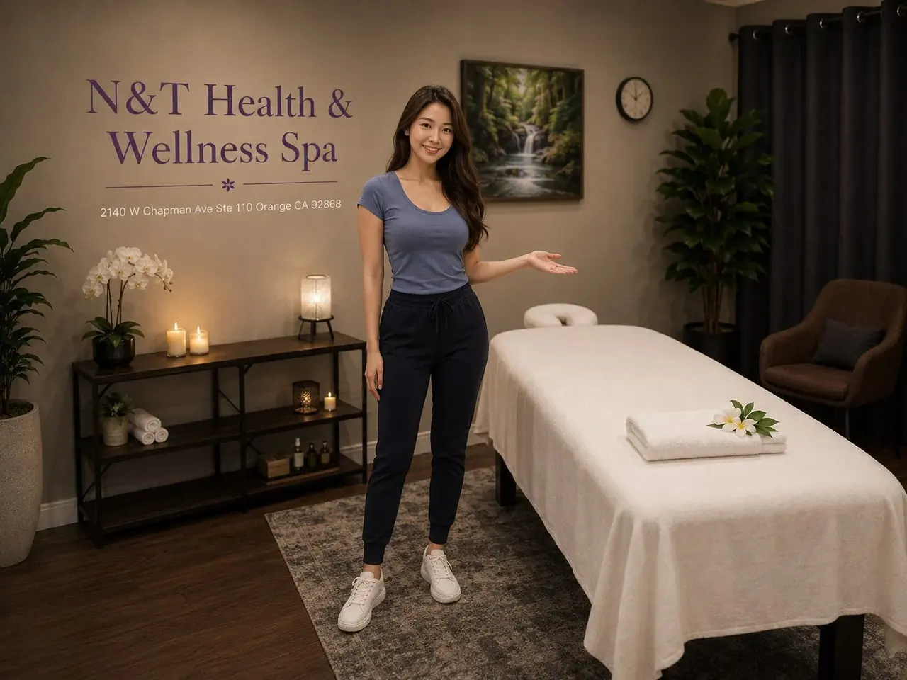 Private massage room at N&T Health & Wellness Spa in Orange, CA