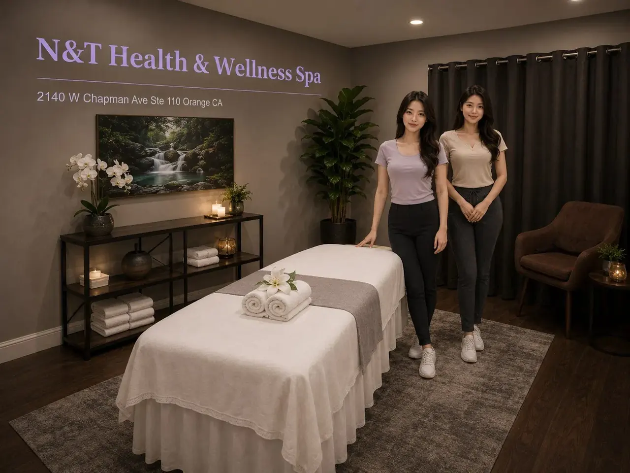 Private massage room at N&T Health & Wellness Spa in Orange, CA